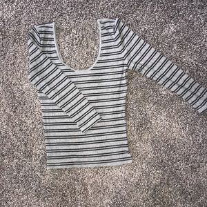 NWT Express Striped Scoop Neck Crop Top Size Small